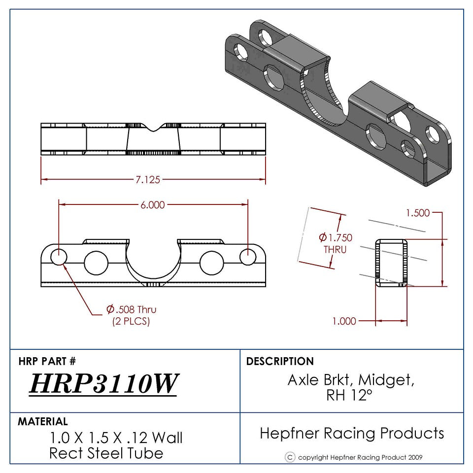 Rh Midget Axle Bracket