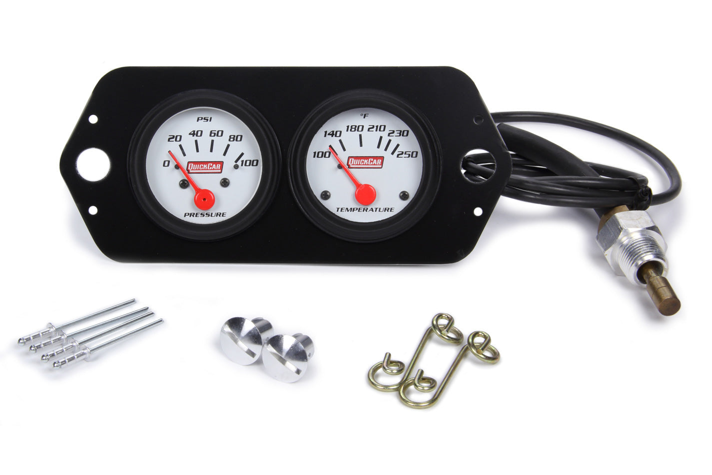 Gauge Panel Assembly, Sprint Panel, Oil Pressure/ Water Temp., 2-1/16in Diameter, White Face
