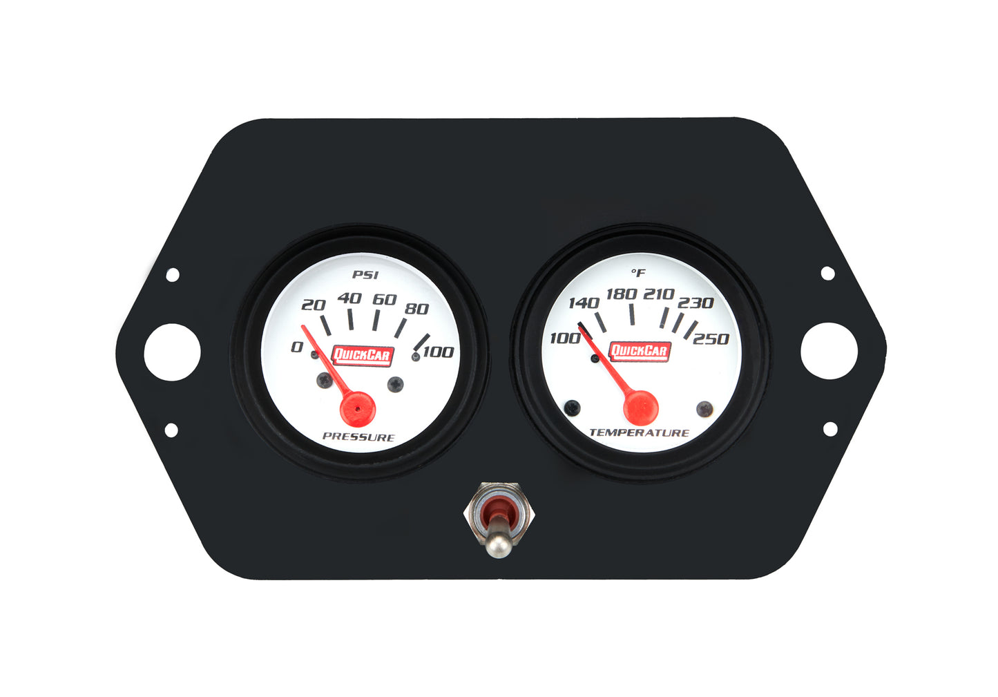 Gauge Panel Assembly, Oil Pressure/ Water Temperature, Single Pole Switch, 2-1/16in Diameter, White Face