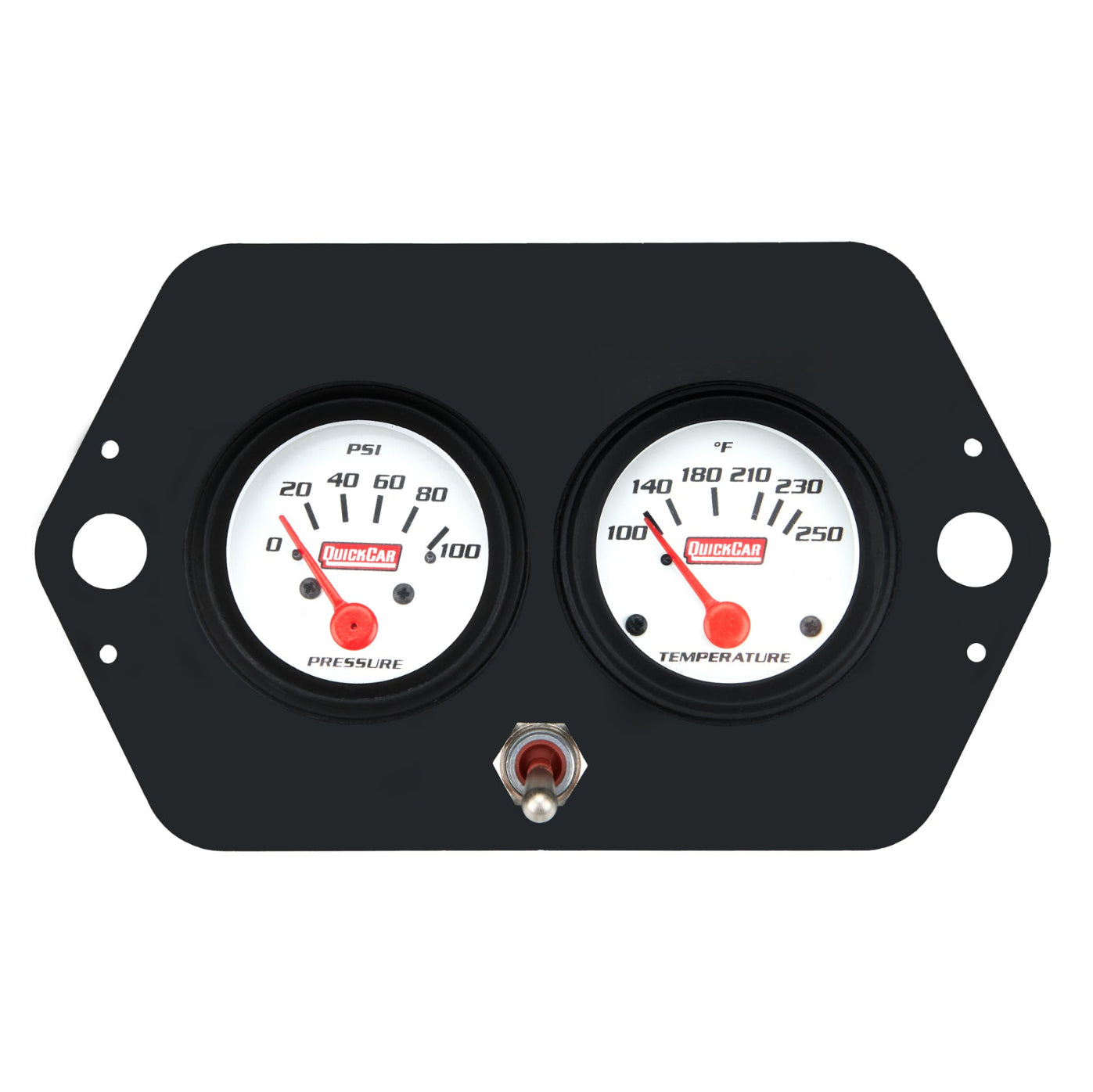 Gauge Panel Assembly, Oil Pressure/ Water Temperature, Single Pole Switch, 2-1/16in Diameter, White Face