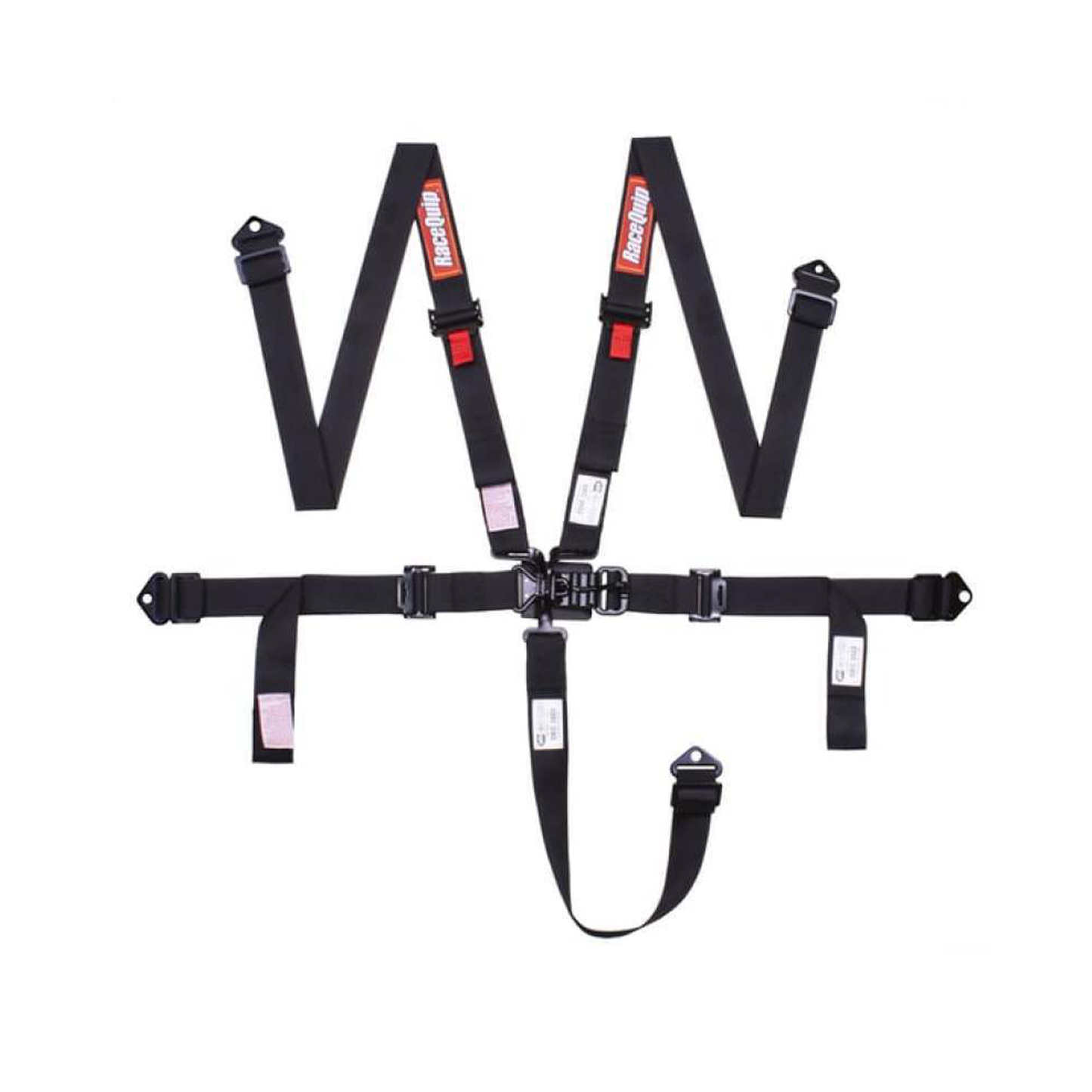 Seat Belt 5 Point 2in Latch and Link SFI 16.1 Pull Down Adj Bolt-In or Wrap Around Black
