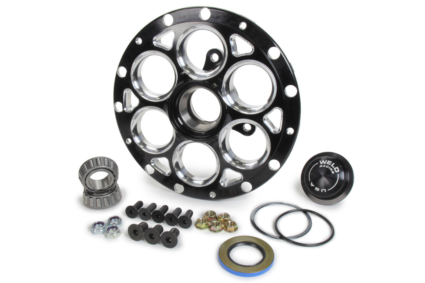 Wheel Hub LH Direct Mount Ultra Hub Full Center 3-Lug Rotor Mount Aluminum Black Anodized Straight Spindle
