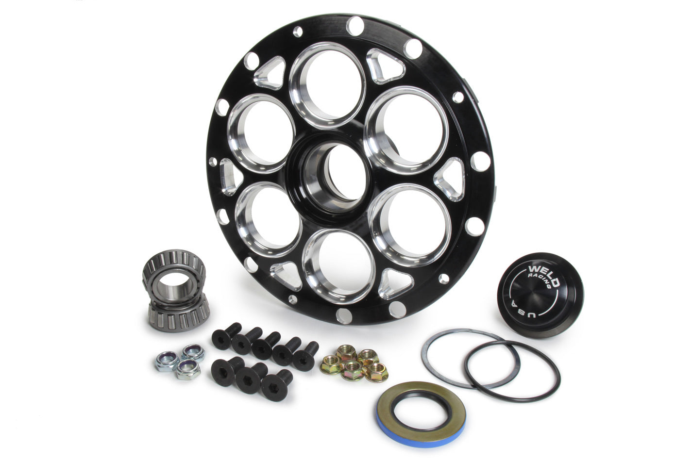 Wheel Hub RH Direct Mount Ultra Hub Full Center 3-Lug Rotor Mount Aluminum Black Anodized Straight Spindle