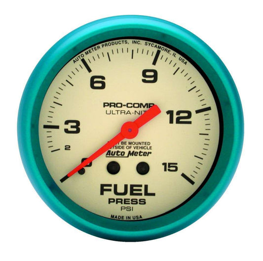 Ultra Nite 2 5/8 Fuel Pressure Gauge 0-15psi