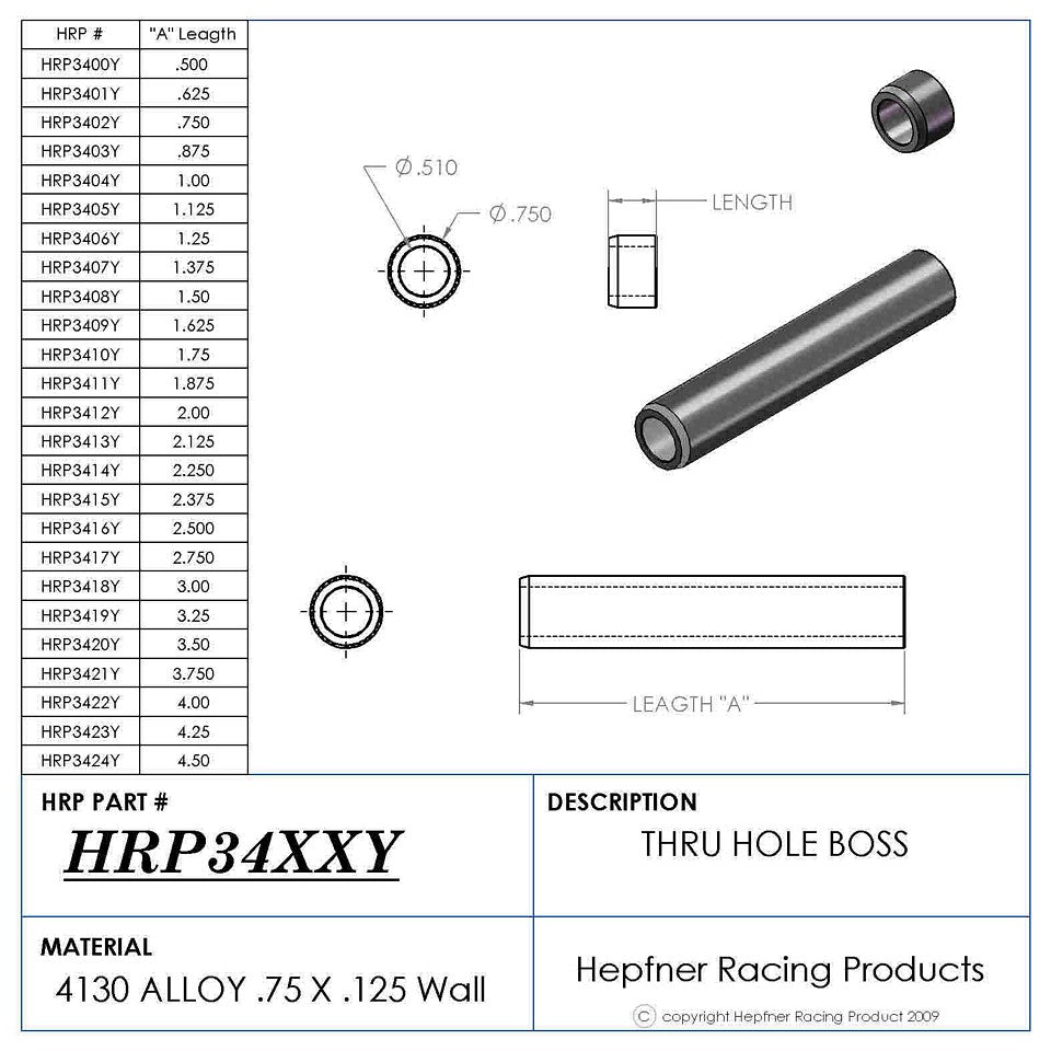 Thru Hole Boss 2 1/4 X 1/2