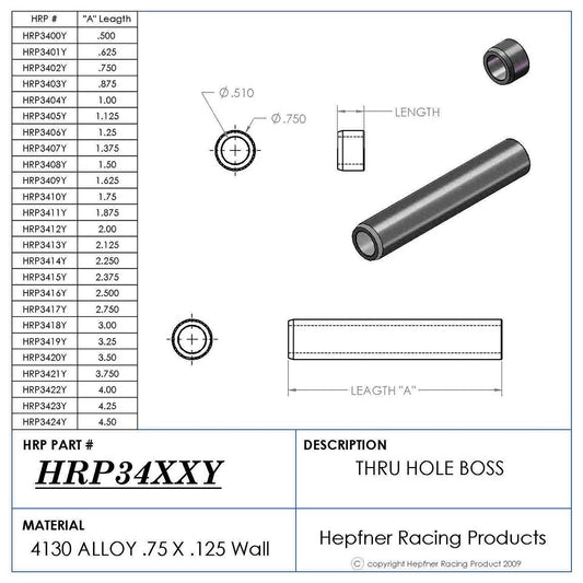 Thru Hole Boss 2 1/4 X 1/2