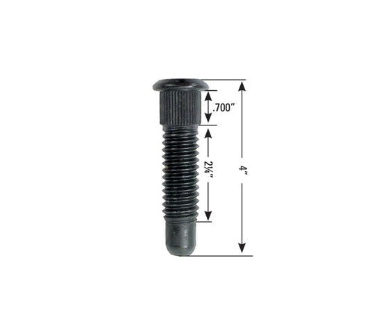 5/8" Coarse 4" Wheel Stud - 2-1/4" Thread - 700 Knurl