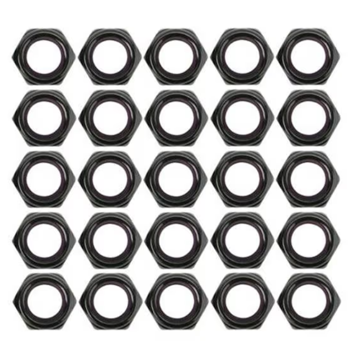 Aluminium Nylock Half Nuts 1/2in -20 Thread - 25 Pack Black