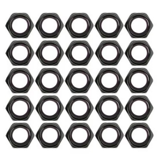 Aluminium Nylock Half Nuts 1/2in -20 Thread - 25 Pack Black