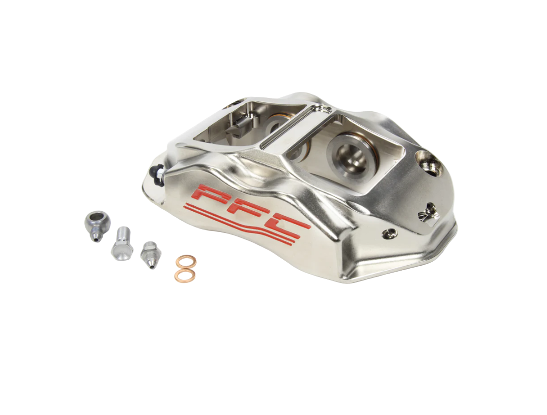 PFC Brake Caliper, ZR94, Driver Side, Trailing 4 Piston Nickel Plated 7.00 in Radial Mount