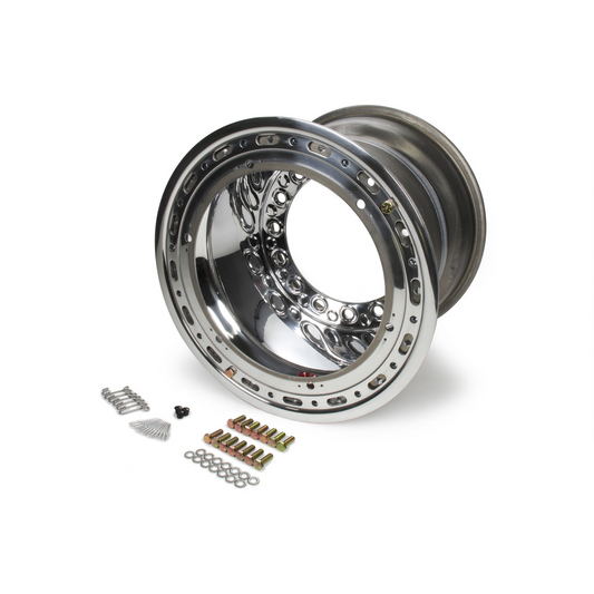Wheel, Wide 5 XL, 15 x 12 in, 5.000 in Backspace, Wide 5 Bolt Pattern, Beadlock, Cover Included, Aluminum, Polished