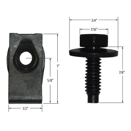 Body Bolt Kit with J-clip - 10 Pack