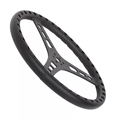 Joes Steering Wheel Lightweight 15 in Diameter Flat Drilled Shot Peened Grip Aluminum Black Anodized
